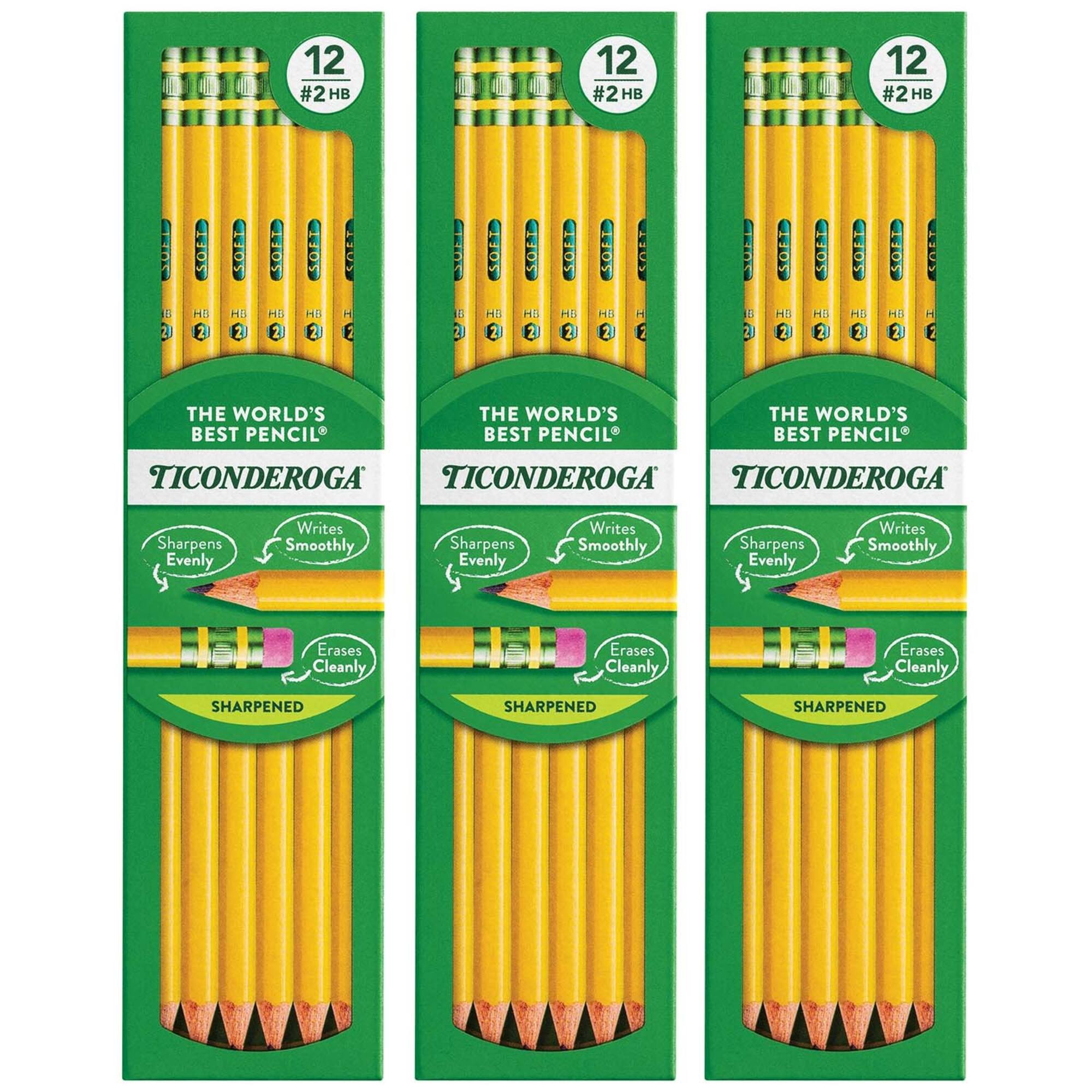 Ticonderoga® 7.75" 2HB Pre-Sharpened Pencils, 3 Packs of 12